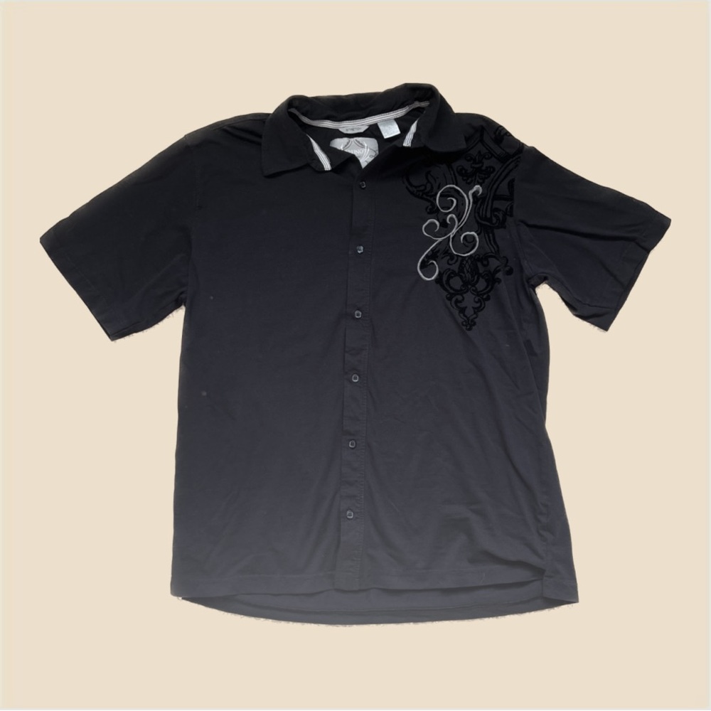 Vintage Y2K Grunge Skater Embroidery Button Up